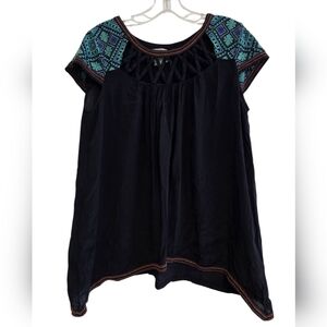 Maeve Black and Blue Cut Out Embroidered Tunic size 10P